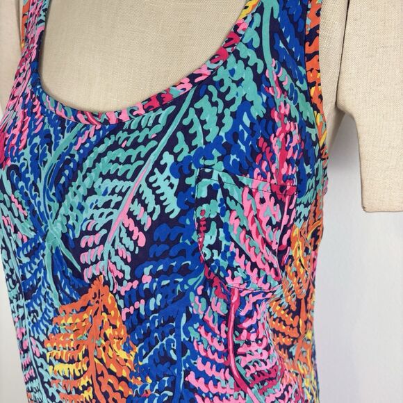 Lily Pulitzer Women's Med Multi Color Betty Electric Racer Back 100% Silk Dress - Picture 6 of 8